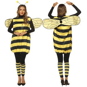 Bee Costumes for Women Halloween Honey Bee Costume Adult Kids Little Bee Costume Antennae Headband Dress