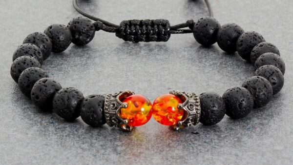 Black Lava Stone Crown Charm Tiger Eye Beads Bracelet For Men Women Braided Bracelets Handmade Adjustable