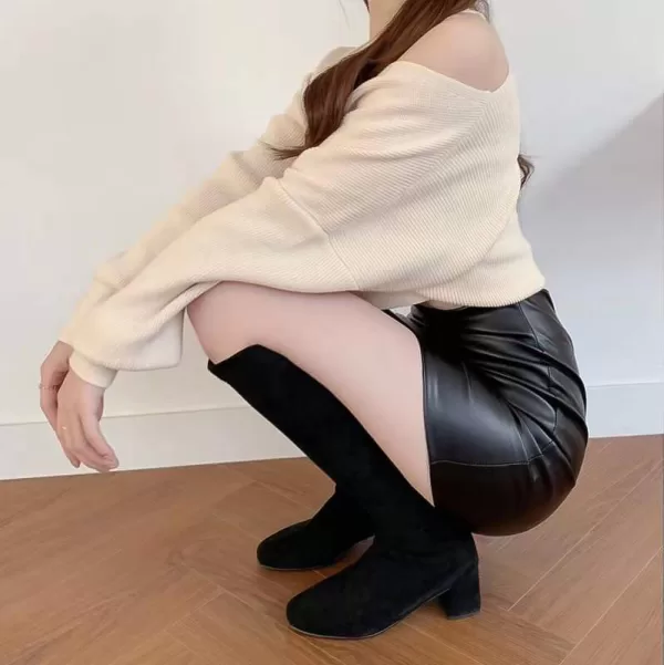 Black Mini Pu Leather Skirt Women Korean Fashion High Waisted Elasticity Punk Style Bodycon Goth Sexy 7 jpg