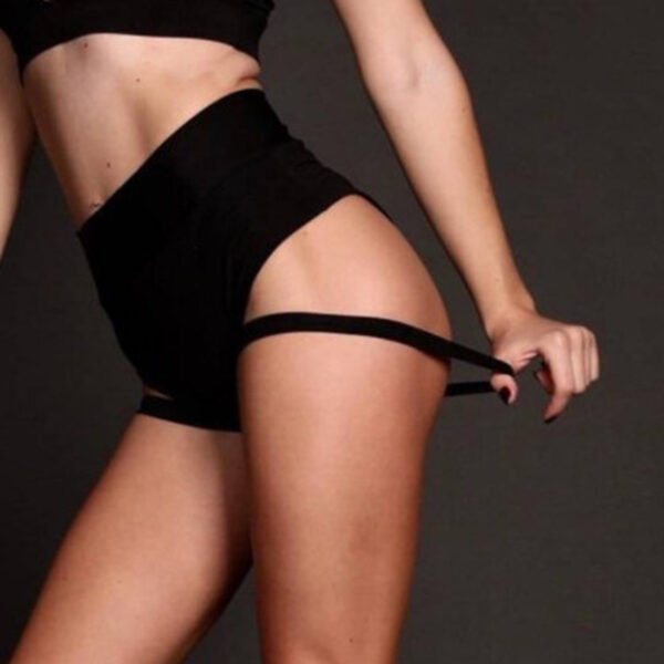 Black Shorts Tube Dance Summer Fitness Suspender Design Sexy Short Female Work Out Performance Women Club