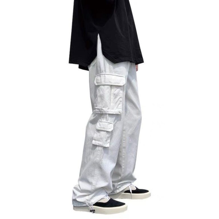 Black white Casual Pants Men s Fashion Loose Straight Wide Leg Pants Men Streetwear Hip hop 5