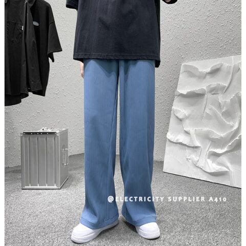 Black white blue Pleated Pants Men s Fashion Casual Wide leg Pants Men Japanese Streetwear Loose 1