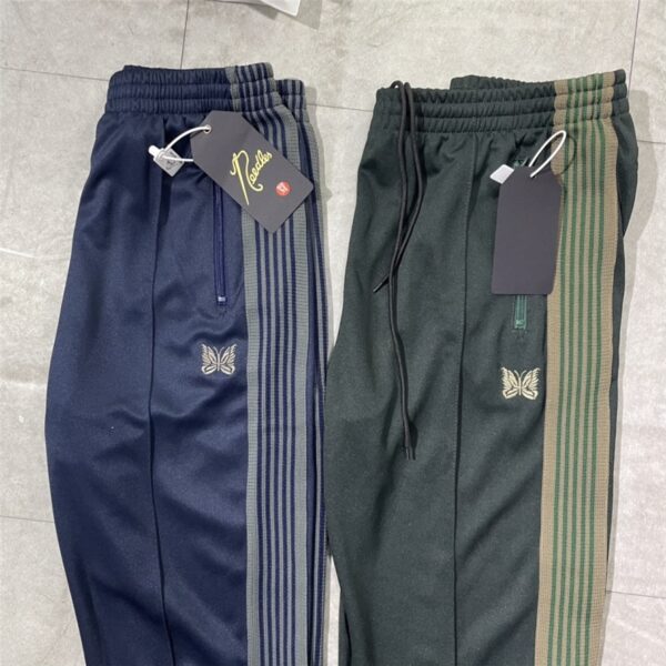Blackish Green AWGE Needles Pants Men Women 1 1 Quality Embroidered Butterfly Logo Needles Track Pants 1