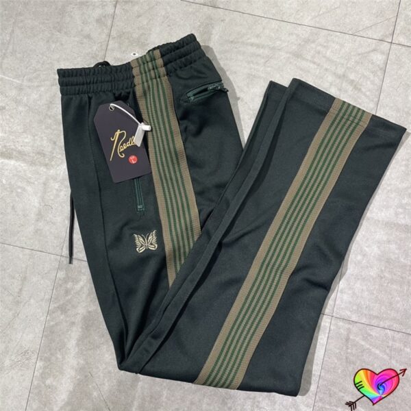 Blackish Green AWGE Needles Pants Men Women 1 1 Quality Embroidered Butterfly Logo Needles Track Pants