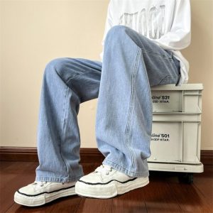 Blue Jeans Men Ankle length Jeans Male Straight Denim Pants Men New Streetwear Baggy Jeans Ins jpg x
