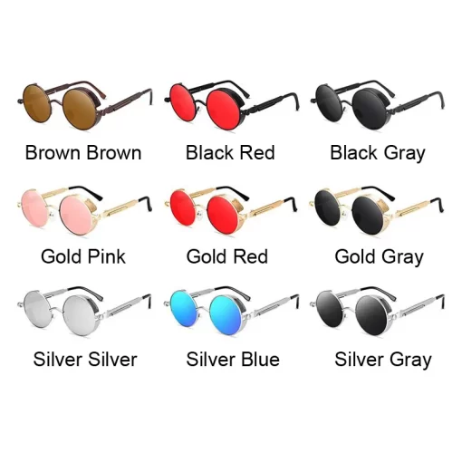 Brand Round Sunglasses Man Woman Gothic Steampunk Sun Glasses Male Female Metal Retro Designer Mirror Vintage 5