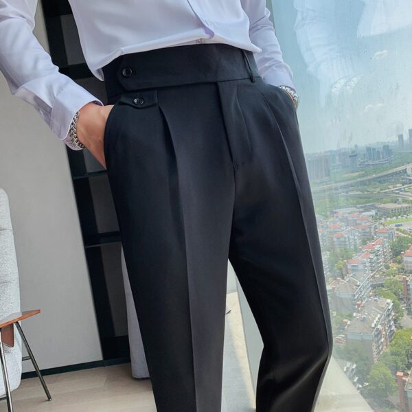 British Style Autumn New Solid Business Casual Suit Pants Men Clothing Simple All Match Formal Wear