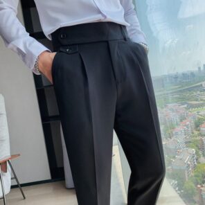 British Style Autumn New Solid Business Casual Suit Pants Men Clothing Simple All Match Formal Wear.jpg 640x640