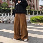 Brown Black Corduroy Pants Men Fashion Retro Oversized