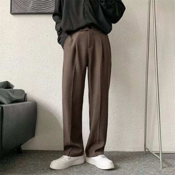 Brown Black Suit Pants Men Fashion Society Mens Dress Pants Korean Loose Straight Casual Pants Mens 1