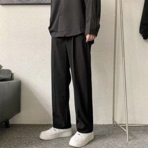 Brown Black Suit Pants Men Fashion Society Mens Dress Pants Korean Loose Straight Casual Pants Mens 3