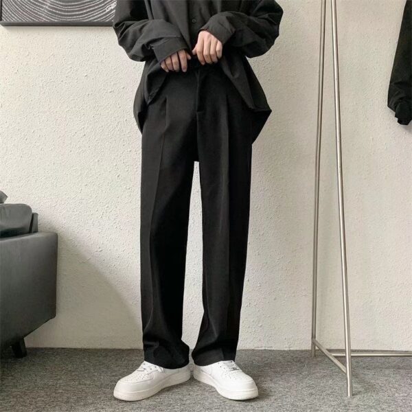 Brown Black Suit Pants Men Fashion Society Mens Dress Pants Korean Loose Straight Casual Pants Mens 4