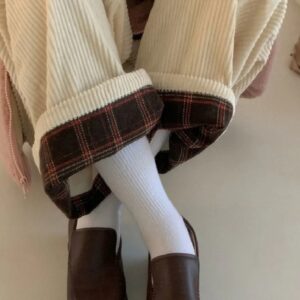 Brown Corduroy Pants Women High Waist Soft Girl Kawaii Korean Style Beige Wide Leg Pants Women 5