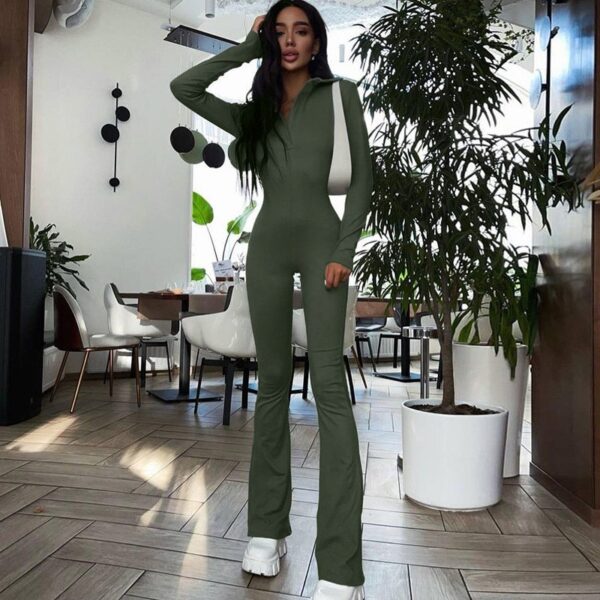 CNYISHE 2021 Winter Sporty Slim Fitness Jumpsuit Women Rompers Pure Color Casual Streetwear Overalls Female One 3