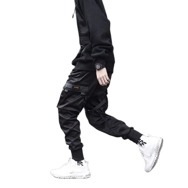 COLDKER Color Black Cargo Pants Men Harem Street Fashion Hip Hop Elastic Feet Joggers Harajuku Sweatpant 1