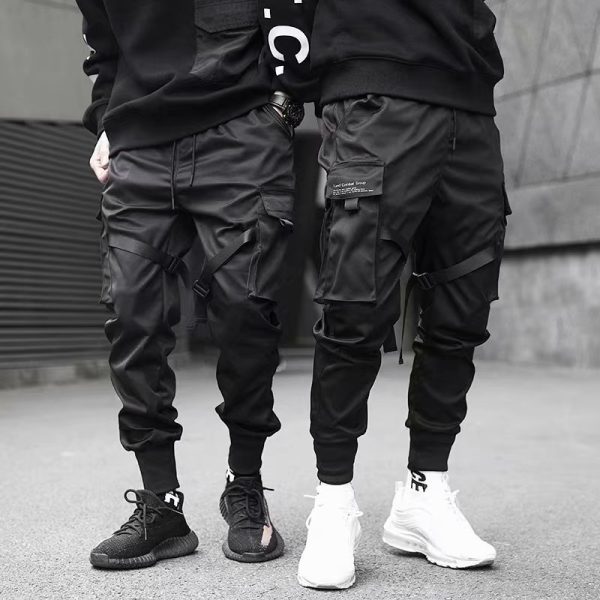 COLDKER Color Black Cargo Pants Men Harem Street Fashion Hip Hop Elastic Feet Joggers Harajuku Sweatpant 2