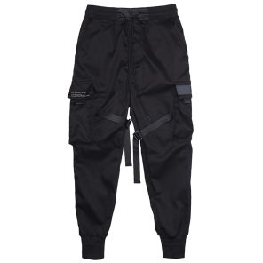 COLDKER Color Black Cargo Pants Men Harem Street Fashion Hip Hop Elastic Feet Joggers Harajuku Sweatpant
