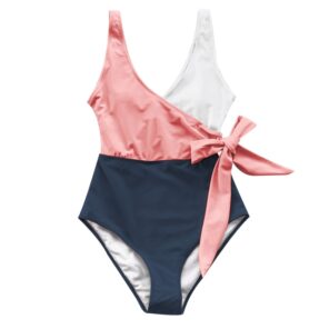 CUPSHE V neck Lace Up One Piece Swimsuit Sexy Pink White Colorblock Women Monokini 2022 New 2.jpg 640x640 2