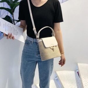 Casual Chains Straw Bucket Bags Women Summer Messenger Bag Rattan Bags Beach Lady Travel Purses and
