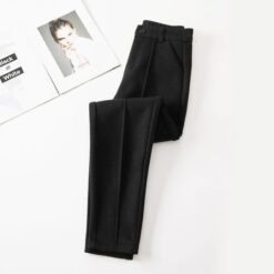 Casual High Waist Wool Harem Pants Women Autumn Winter Warm Thick Black Office Straight Pencil Suit 3.jpg 640x640 3