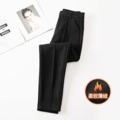 Casual High Waist Wool Harem Pants Women Autumn Winter Warm Thick Black Office Straight Pencil Suit 7.jpg 640x640 7