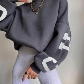 Casual Letters Print Sweatshirt Women Fashion Fleece Long Sleeve Loose Hoodies Yk Streetwear Autumn Winter jpg x