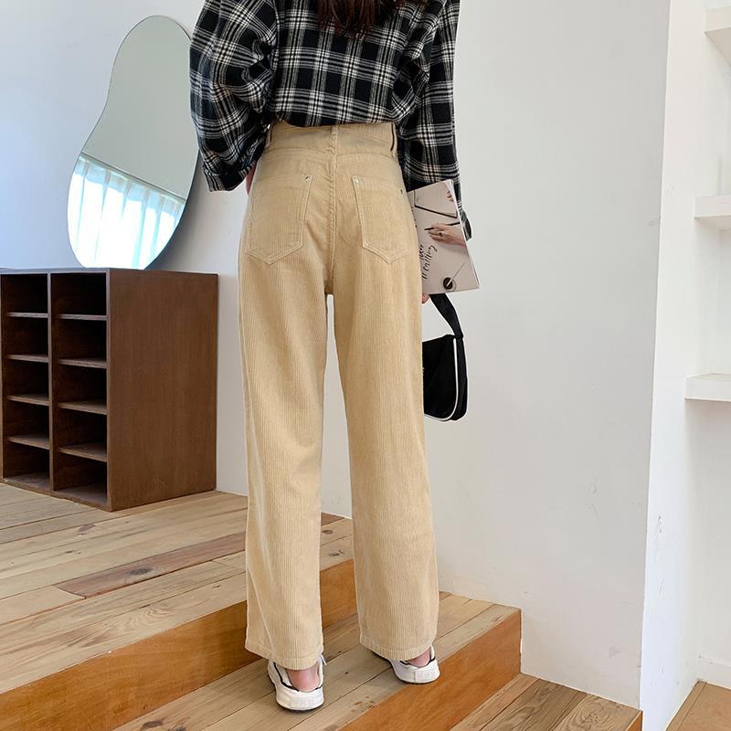 Vintage Corduroy Elegance: High Waist Wide-Leg Jeans for Women ...