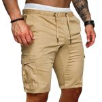 Casual Shorts Mens Summer Cargo Shorts Gym Sport Running Workout Cargo Pants Jogger Trousers Drawstring Solid