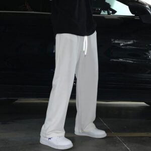 Celana Kasual Tipis Musim Panas Mode Pria Celana Lebar Hitam Putih Abu abu Celana Olahraga Jogger