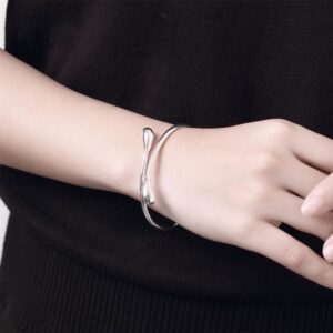 Charm 925 Sterling Silver Bracelets for Women fine Water droplets bangles lady Fashion Wedding Party Christmas 3