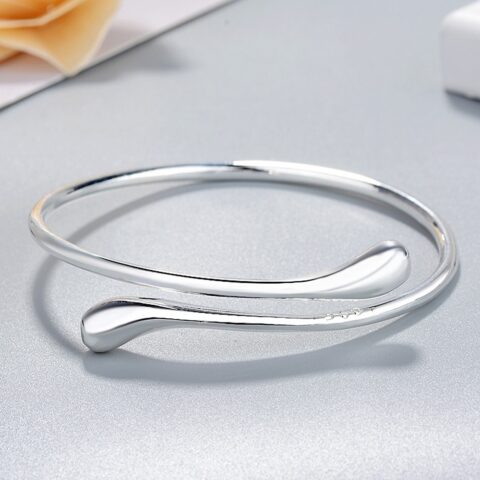 Charm 925 Sterling Silver Bracelets for Women fine Water droplets bangles lady Fashion Wedding Party Christmas