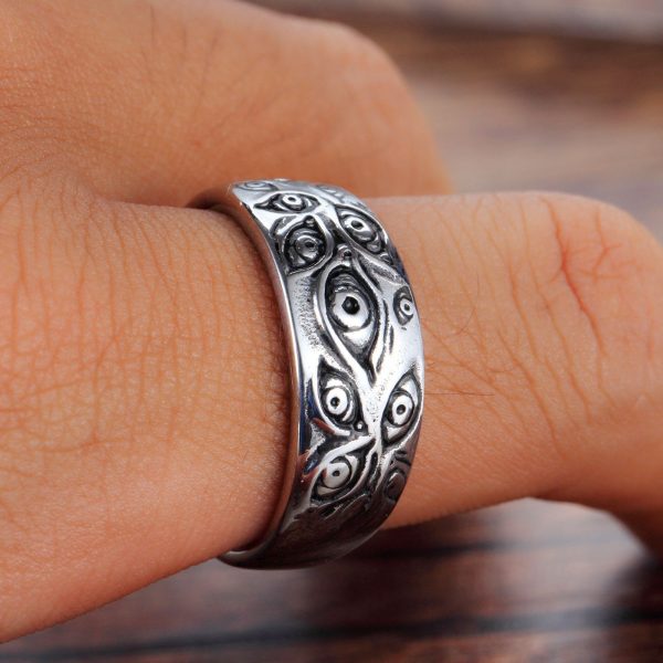 Charm Punk Carved Eyes Mens Ring Finger Jewelry Hip Hop Rock Fashion Ring Unisex Women Male 3