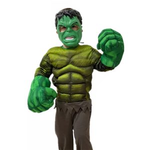 Child Hulk Muscle Costume Marvel Superhero Hulk Cosplay Muscle Costume Fist Plush Gloves Kids Boys Halloween