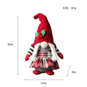 Christmas Doll Red Mage Hat Dwarf Decoration Striped Skirt Faceless Doll Plush Toys Holiday Dress Up jpg x