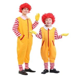 Christmas Parent Child Clown Costume Party Stage Performance Clothing Fastfood Yellow Clown Costume For Kids Cosplay jpg x
