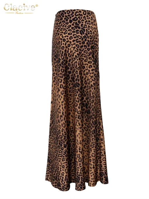 Clacive Fashion Loose Leopard Print Women S Skirt 2024 Elegant High Waist Long Skirts Vintage Classic 5