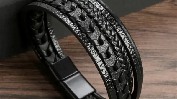 Classic Hand Woven Leather Bracelet 19 21 23cm Multilayer Leather Men Bracelets Punk Bangle for Friend