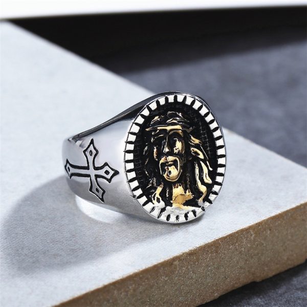Classic Religion Jesus Cross Ring For Men Prayer Christian Amulet Exorcism L Stainless Steel Fashion Jewelry