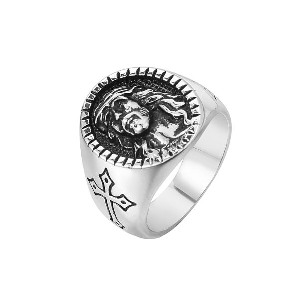 Classic Religion Jesus Cross Ring For Men Prayer Christian Amulet Exorcism L Stainless Steel Fashion Jewelry