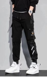 Classic Streetwear Casual Pants Men Ribbons Harem Jogging Pants Male Slim Fit Spring Cargo Pants Multi