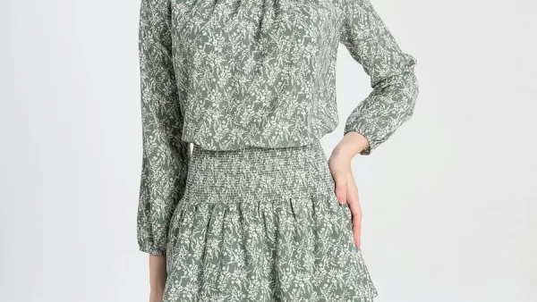 Clearance 2023 summer tops Smocking skirt sets chiffon fabric with high elastic waist