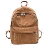 Corduroy Backpack Fashion Women School Backpack Pure Color