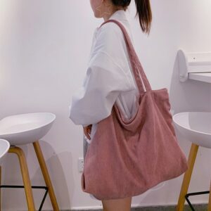 Corduroy Bag for Women 2022 Shoulder Bags Shopper Girls Handbags Zipper Eco Environmental Storage Large Capacity 1