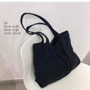 Corduroy Bag for Women 2022 Shoulder Bags Shopper Girls Handbags Zipper Eco Environmental Storage Large Capacity 3