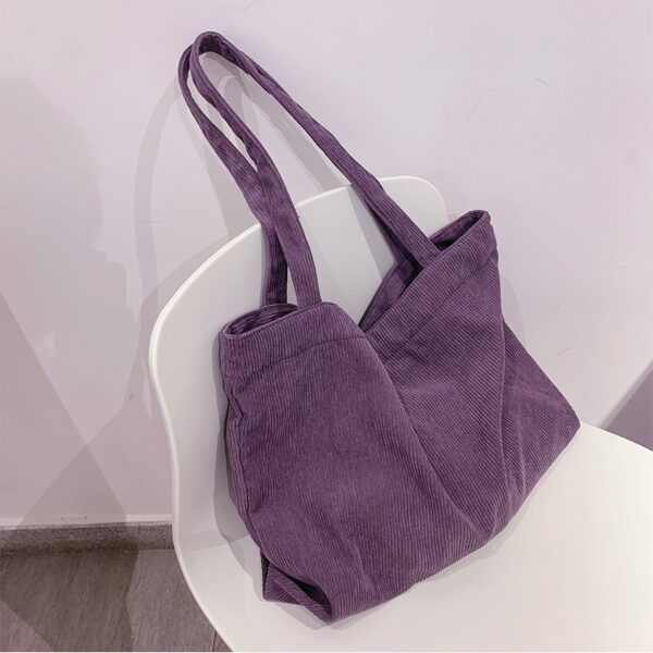 Corduroy Bag for Women 2022 Shoulder Bags Shopper Girls Handbags Zipper Eco Environmental Storage Large Capacity 4