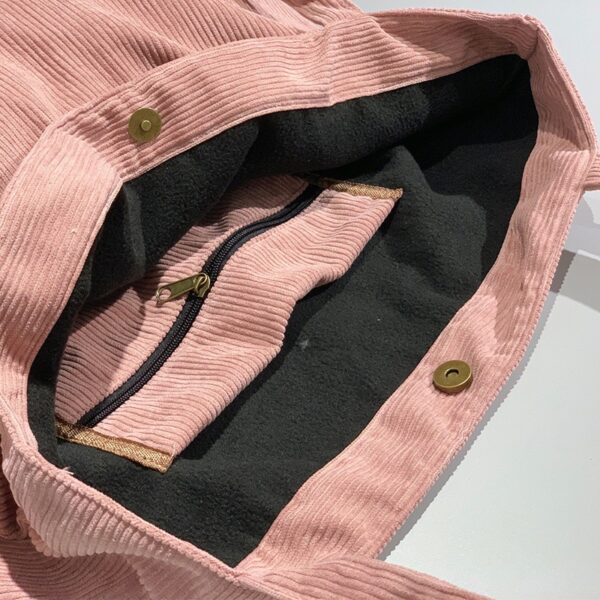 Corduroy Bag for Women 2022 Shoulder Bags Shopper Girls Handbags Zipper Eco Environmental Storage Large Capacity 5