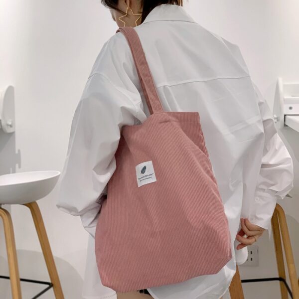 Corduroy Bag for Women Shopper Handbags Environmental Storage Reusable Canvas Shoulder Tote Bag school bags for 1