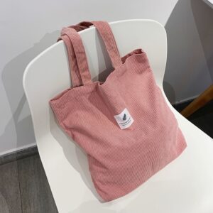 Corduroy Bag for Women Shopper Handbags Environmental Storage Reusable Canvas Shoulder Tote Bag school bags for 3