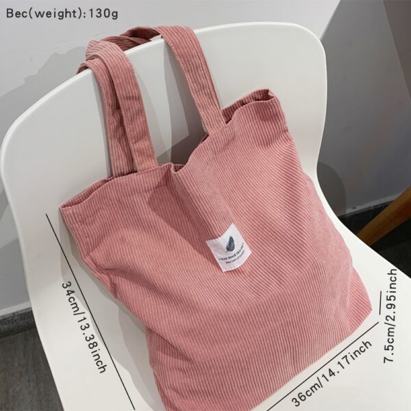 Corduroy Bag for Women Shopper Handbags Environmental Storage Reusable Canvas Shoulder Tote Bag school bags for 5