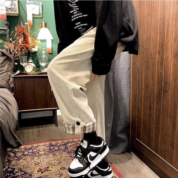 Corduroy Pants Men s Autumn and Winter Trend Sports Pants Loose Straight Wide Leg Casual